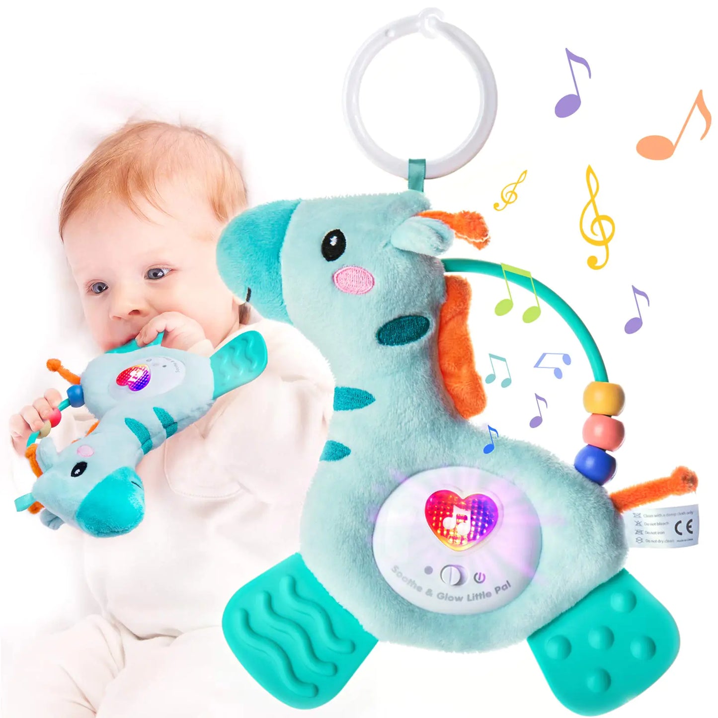 Musical Animal Teething Toy – Light-Up Soothing Teether with 12 Melodies