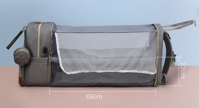 Diaper Changing Backpack with Foldable Baby Bed – Waterproof, Large Capacity