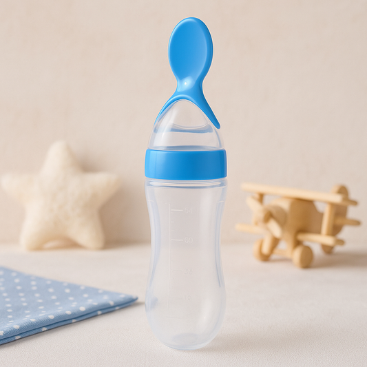 Main view of silicone baby product in blue for travel use silicone sensory toy
