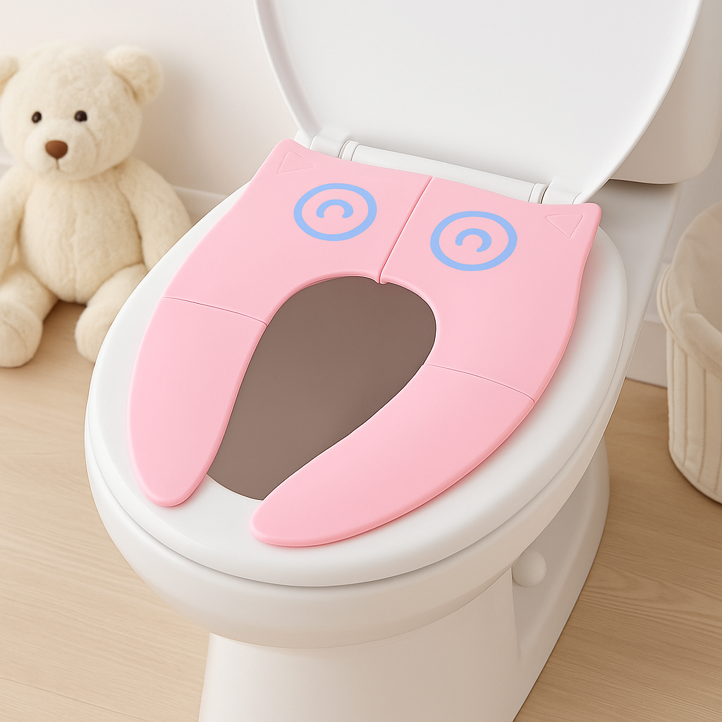 Main view of potty training seat in green for travel use baby learning toy variation