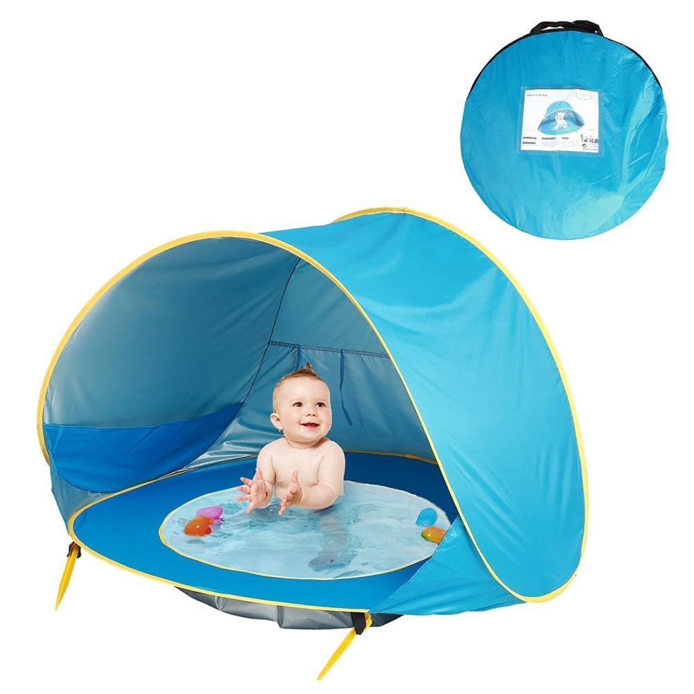 Secondary view of baby tent in green for travel use baby learning toy