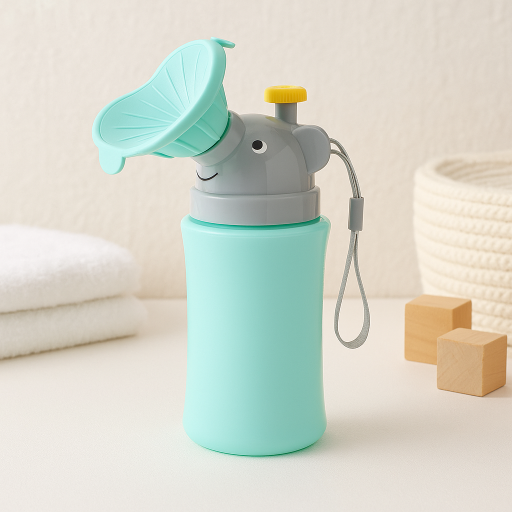 Main view of potty training seat in blue for travel use baby learning toy