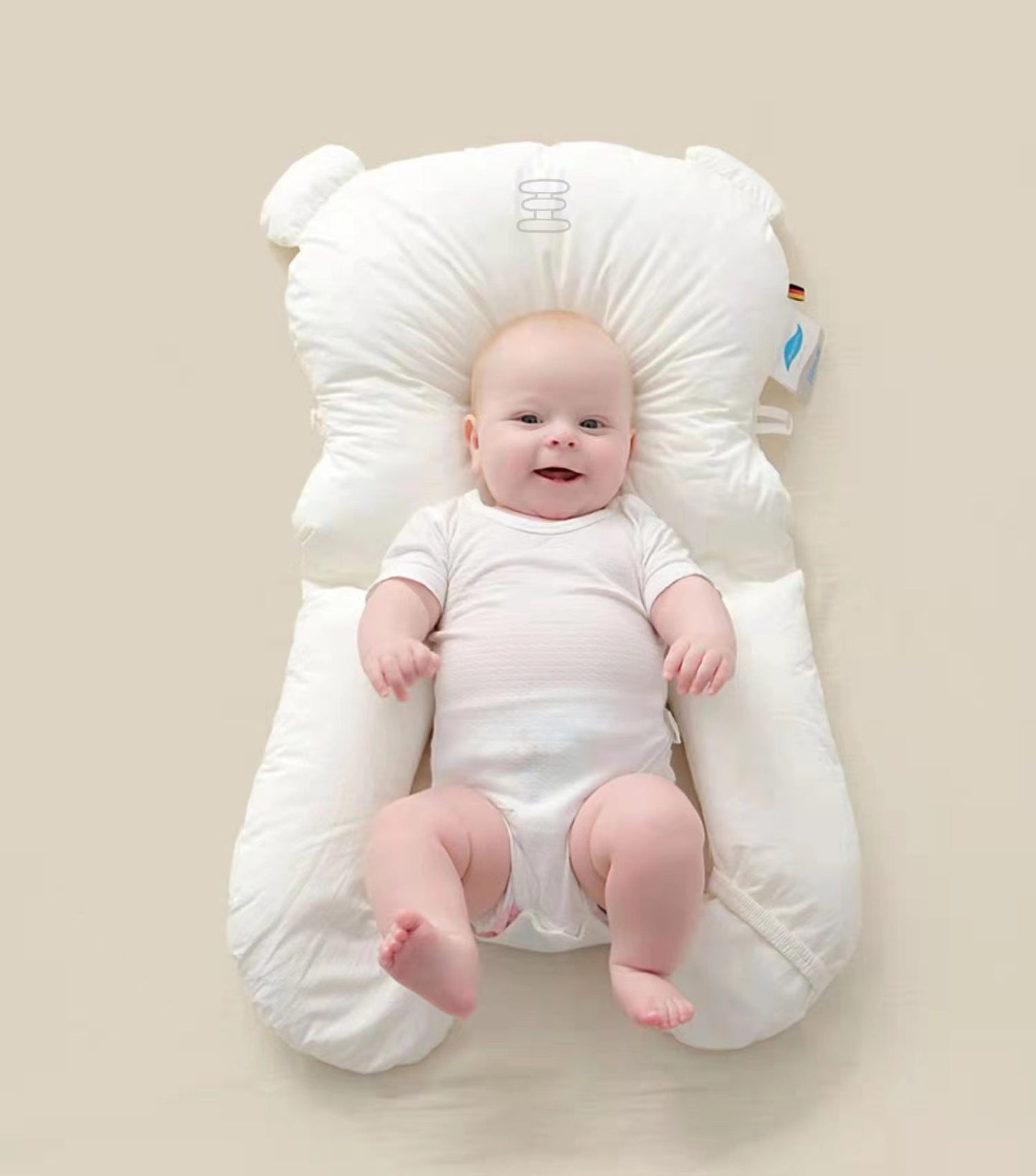 Detailed view of baby pillow for travel use baby learning toy variation