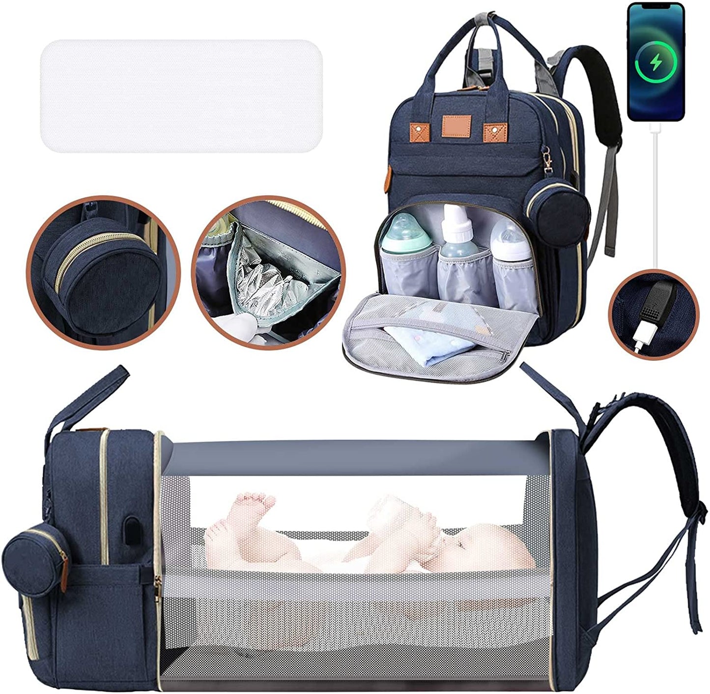 Detailed view of diaper bag for travel use baby learning toy variation