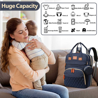 Diaper Changing Backpack with Foldable Baby Bed – Waterproof, Large Capacity